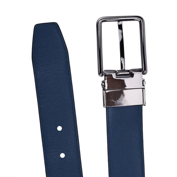 Michael Kors Men's Reversible Admiral blue Leather Dress Belt - Picture 4 of 6